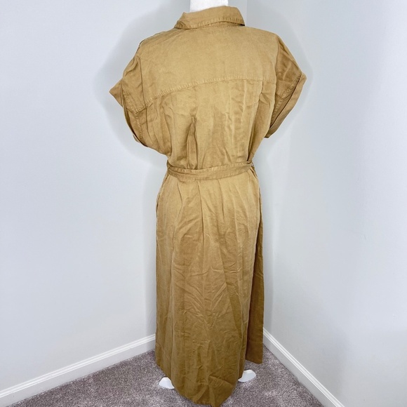 NWT Faherty Arlie Short Sleeve Shirt Linen Blend Tan Dress L - Picture 2 of 5